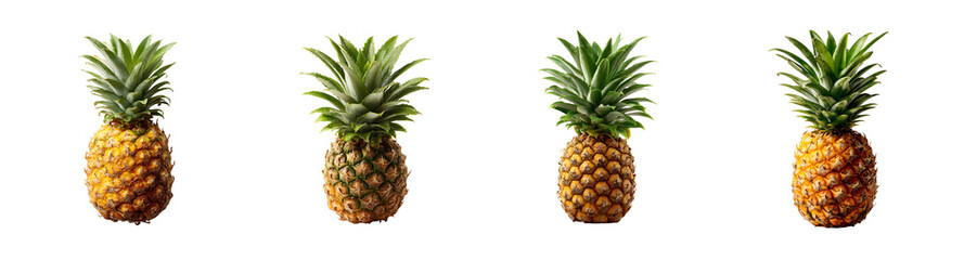 Obraz premium Vibrant pineapple collection with varied ripeness stages PNG set with isolated on transparent background