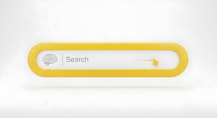 Obraz premium A stylish yellow search bar with a magnifying glass icon and placeholder text.