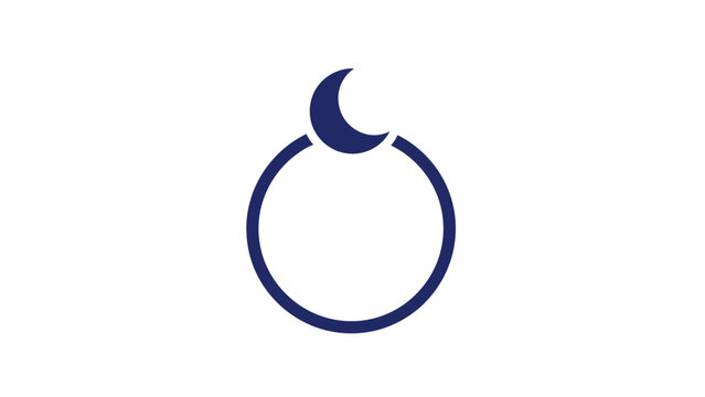 Dark blue crescent moon ring symbol.