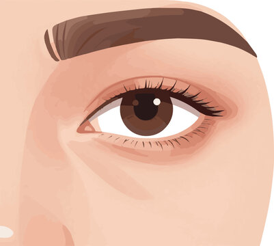 Create a realistic Eye skin wrinkles and saggy skin problem concept. 3D rendering. vector art white background.