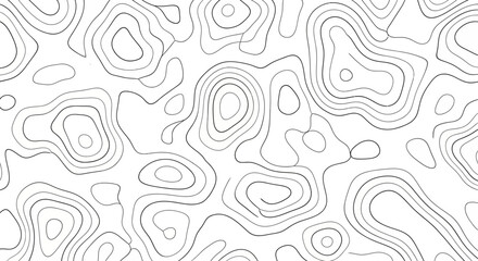 Abstract topographic map lines creating a seamless pattern of contour lines on a white background. © gita