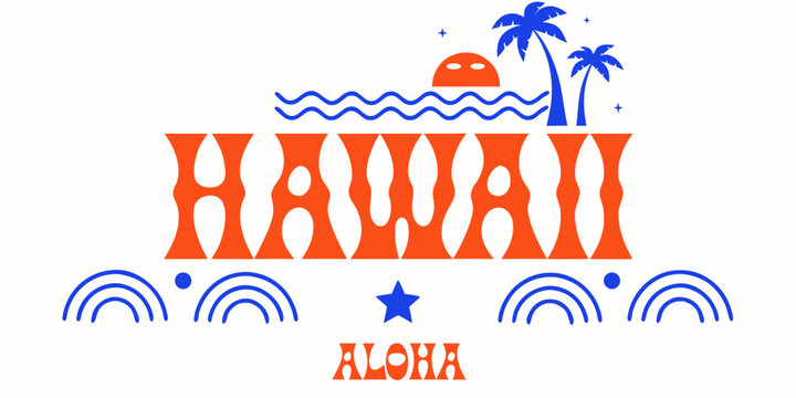 USA, US, U.S, United States - RRetro Hawaii Travel Stamp SVG &ndash; Vintage Tropical Badge Design for USA Island Tourism & Souvenir Themes