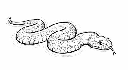 Black and White Snake Illustration.