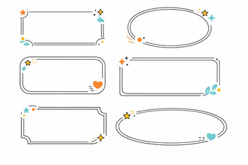 Frames and decorative borders. A clean composition of simple rectangular and rounded frames with light decorative accents around the edges.