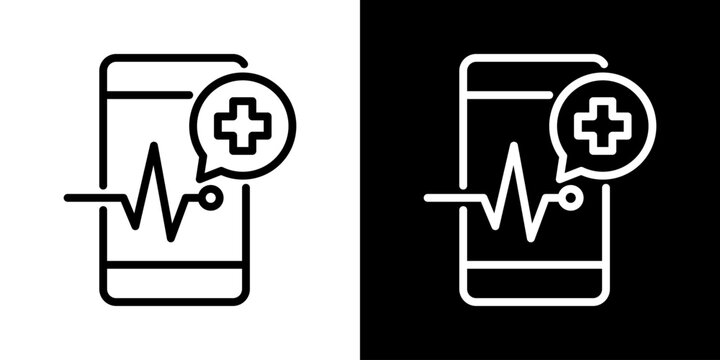 Mobile Healthcare Icon Of Line Black And White Style 