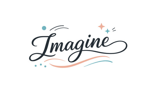 Creative script lettering. Playful yet readable cursive typography with expressive movement. Minimal abstract typographic scene emphasizing flow and