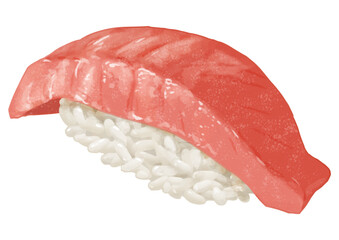 リアルなマグロのお寿司一貫のイラスト