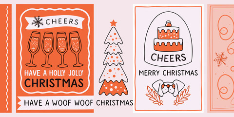 Festive christmas cards with holiday themed illustrations and cheerful greetings © Suvro