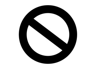 Minimalist black forbidden sign icon for restricted access warning. Transparent PNG background