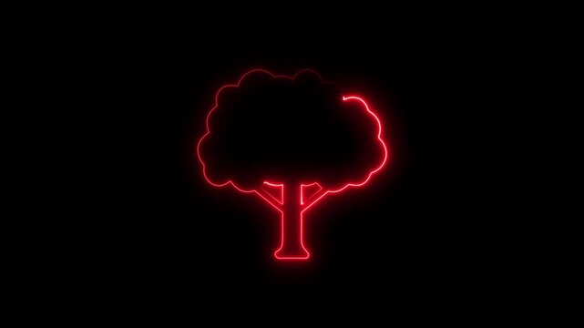 Neon red tree outline glowing on black background symbolizing nature and technology neon tree red neon