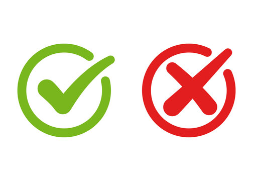 Green check mark and red cross mark icon design. Transparent PNG background