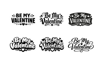 Obraz premium Valentine mood typography. Set lettering. harmonious lettering variations of the same emblematic concept, each with different artistic