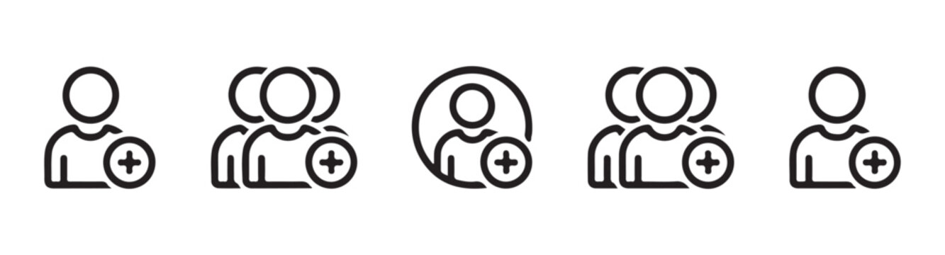 Add user icons showing single person and group with plus sign for adding new members or creating new contacts