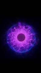 Abstract glowing purple energy ring on black background