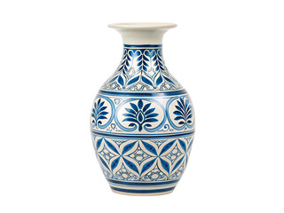 beautiful white and blue floral pattern vase on black background