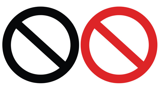 No entry prohibition vector signs featuring classic red circle and slash for restricted access and safety communication