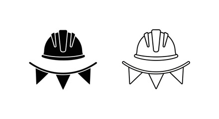 Fototapeta premium Labor day safety hard hat construction worker icon set Vector