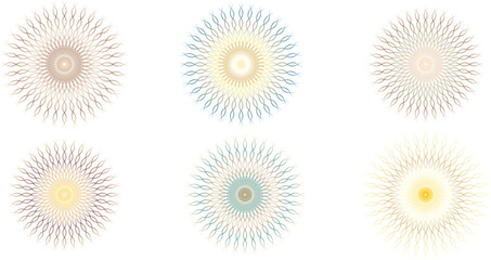 Microscopic view of six unidentified microscopic organisms or cells