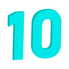 3D Cyan Number Set 01&ndash;12 | Bold Rounded Numeric Typography for UI, App, Calendar & Education Design