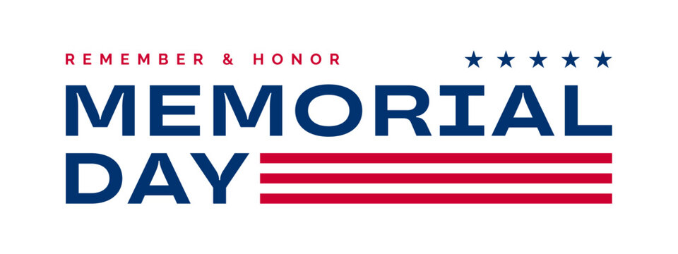 Memorial Day text logo, US Memorial Day typography isolated