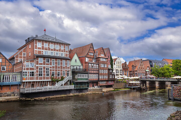 Naklejka premium Ilmenau River embankment in Luneburg, Germany