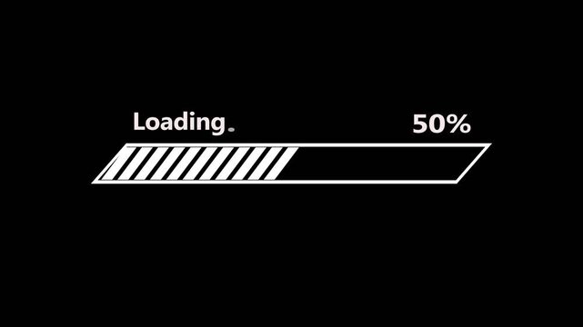 4K Loading Bar Progress Animation Seamless Loop on Black Background