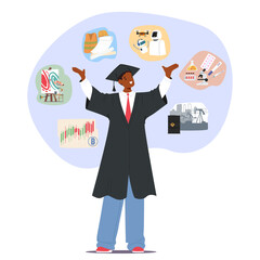 Happy boy graduate celebrating many career opportunities and vast professional possibilities