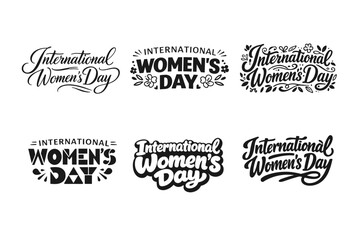 Fototapeta premium International Women?s Day celebration. Set lettering. harmonious lettering variations of the same emblematic concept, each with different