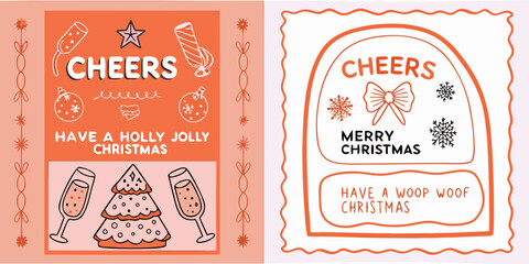 Festive christmas cards with champagne glasses stars and holiday greetings © AnupKumar