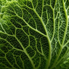 Close up of vibrant green leaf veins
