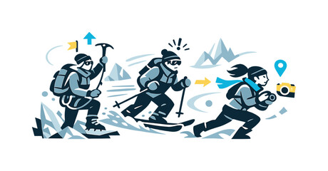 Icy wilderness. Glaciers and sharp ice formations layered into the distance, light