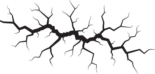 Obraz premium Cracked and broken black lines on white background illustration