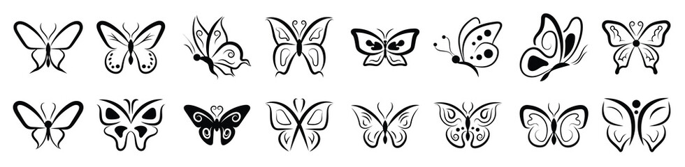  pack of butterflies types glyph icons © Jeone