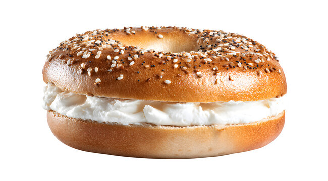 Delicious everything bagel with cream cheese spread