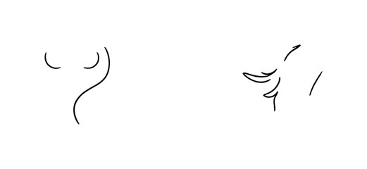 "Haunted forest animals". Minimalistic one-line drawing owl and wolf merged with eerie