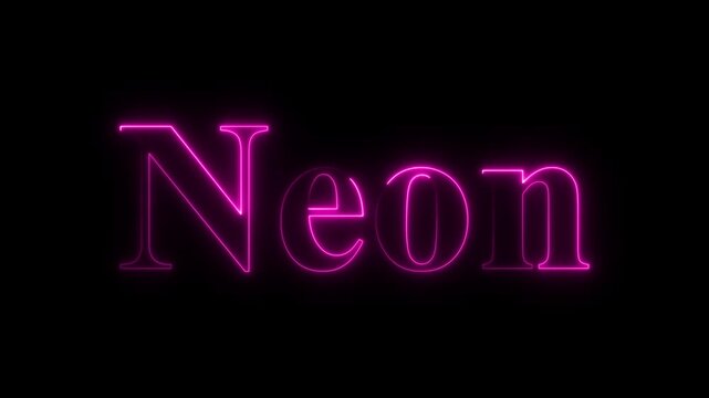 glowing text neon icon Nice neon sign animation. Glowing neon lines nice text animation on black background.bk video