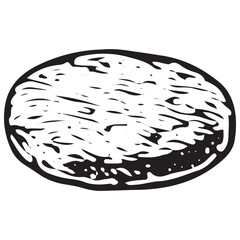 Fototapeta premium Ground Beef Burger Patty Vintage Illustration for Fast Food Menu and Grill Restaurant Design