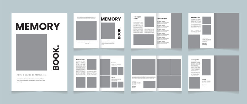 Modern Minimalist Memory Book Template | Clean Photo Album Layout | Printable Scrapbook Design