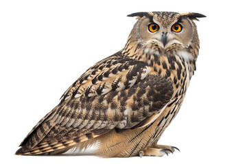 Obraz premium Realistic Owl Facing Forward Isolated PNG Transparent Background