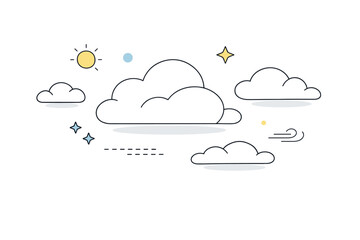 Obraz premium Cloud formations minimal. Editorial-style scene with soft abstract cloud shapes floating calmly in open space, emphasizing lightness and clarity. The mood