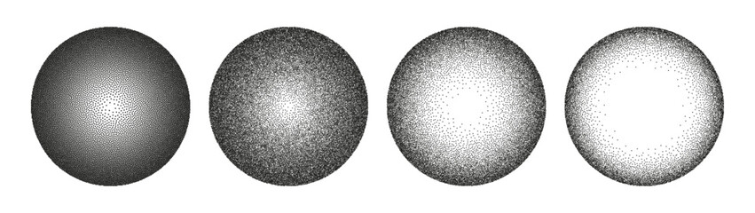 Monochrome radial transition circles. Vector isolated circular gradient of different shades of single color. Grunge circlets with grain noise texture. Digital art and ui design subtle lighting effect