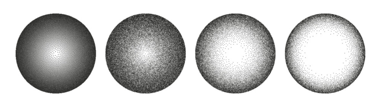 Monochrome radial transition circles. Vector isolated circular gradient of different shades of single color. Grunge circlets with grain noise texture. Digital art and ui design subtle lighting effect