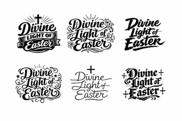 Obraz premium Divine Light of Easter. Set lettering. harmonious lettering variations of the same emblematic concept, each with different artistic interpretation (Retro