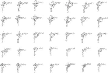 Fototapeta premium Collection of black and white ornate corner flourishes