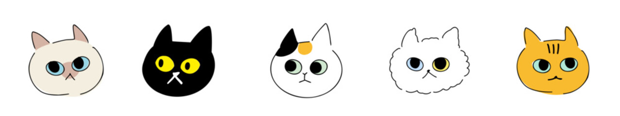 ねこ、いろいろな目の色｜シャム猫,黒猫,三毛猫,長毛猫,きじとら