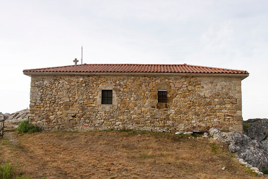 Fortification and religious building on top of a mountain in Guipuzcoa, Spain