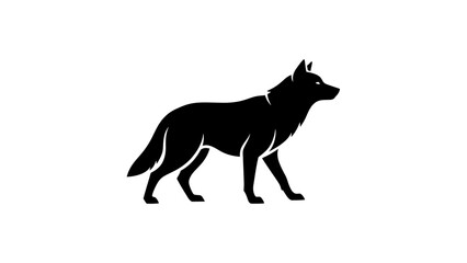 Obraz premium Black silhouette of a dog walking, isolated on white background, minimalist design