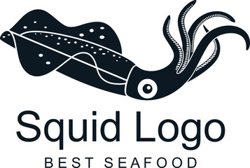 Squid logo. Isolated squid on white background