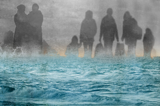 Refugee flows created like shadows that must cross the Mediterranean to Europe