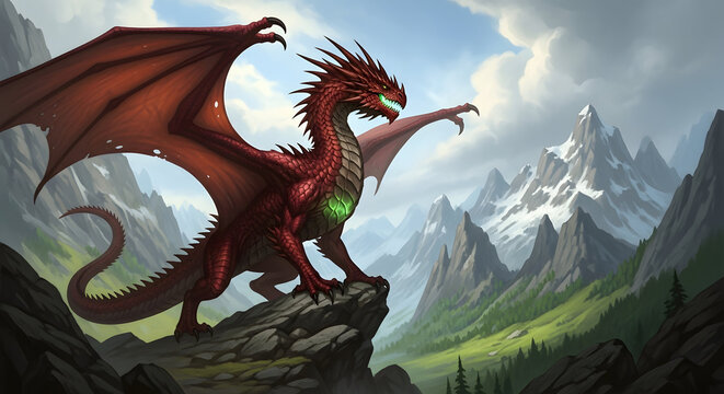 St david's day dragon landscape celebrating wales with mythical creatures and scenic mountains